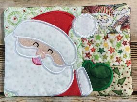 Christmas Patchwork Mug Rugs In The Hoop | Machine Embroidery Designs by JuJu