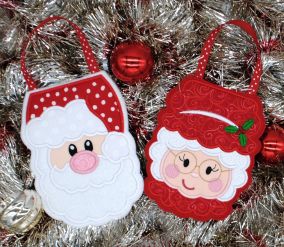 Santa and Mrs Claus Treat Bags | Machine Embroidery Designs by JuJu