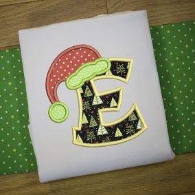Santa Hat Applique Alphabet Machine Embroidery Designs by JuJu