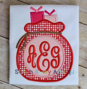Santa Bag Monogram Circle | Machine Embroidery Designs by JuJu/ Stitch Away Applique 