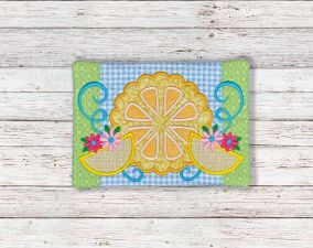 ITH Fresh Lemons Scallop Mug Rug | Machine Embroidery Designs by JuJu