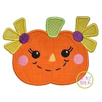 Scarecrow Pumpkin Girl Applique | Machine Embroidery Designs by JuJu
