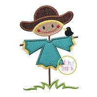 Scarecrow With Crow Boy Applique | Machine Embroidery Designs by JuJu