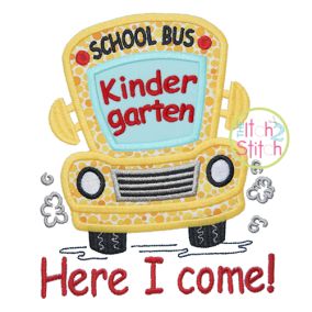 School Bus Grades Kindergarten Applique | Designs By JuJu