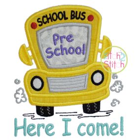 School Bus Grades Preschool Applique | Machine Embroidery Designs by JuJu