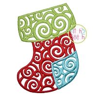 Scroll Stocking Embroidery | Machine Embroidery Designs by JuJu