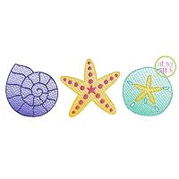 Seashell Trio Sketch | Machine Embroidery Designs by JuJu