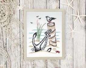 Seaside Anchor Vintage Sketch | Machine Embroidery Designs by JuJu
