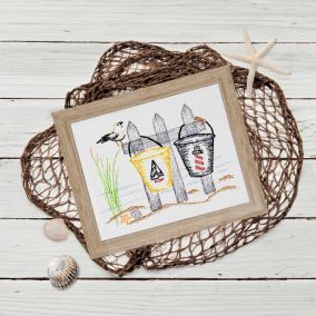 Seaside Fence Vintage Sketch | Machine Embroidery Designs by JuJu