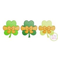 Shamrock Big Bow Trio Sketch | Machine Embroidery Designs by JuJu