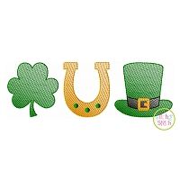 Shamrock Horseshoe Hat Trio Sketch | Machine Embroidery Designs by JuJu