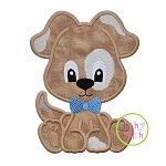 Sitting Dog Boy Applique | Machine Embroidery Designs by JuJu