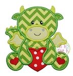 Sitting Dragon Hearts Applique | Machine Embroidery Designs by JuJu
