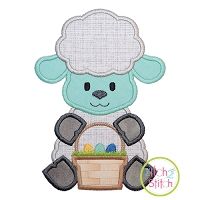 Sitting Lamb Basket Boy Applique | Machine Embroidery Designs by JuJu