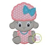Sitting Lamb Girl Applique | Machine Embroidery Designs by JuJu
