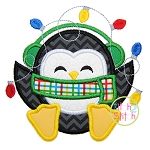 Sitting Penguin Lights Applique | Machine Embroidery Designs by JuJu
