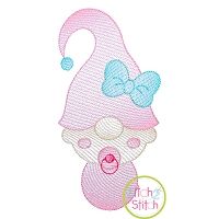 Gnome Baby Girl Sketch | Machine Embroidery Designs by JuJu