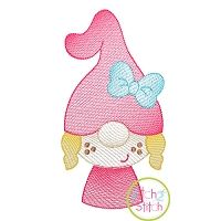 Gnome Little Girl Sketch | Machine Embroidery Designs by JuJu