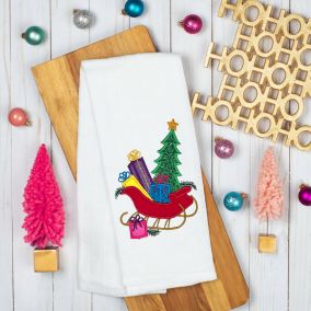 Christmas Tree Sleigh Applique | Machine Embroidery Designs by JuJu