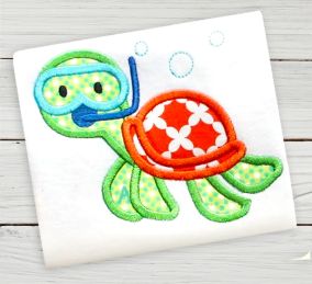 Snorkel Sea Turtle | Machine Embroidery Designs by JuJu