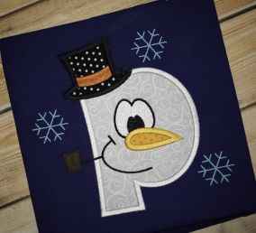 Snowman Applique Alphabet Machine Embroidery Designs by JuJu