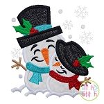 Snowman Love Couple Applique | Machine Embroidery Designs by JuJu