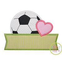 Soccer Ball Heart Banner Applique Design | Machine Embroidery Designs by JuJu