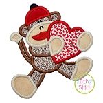 Sock Monkey Heart Applique | Machine Embroidery Designs by JuJu