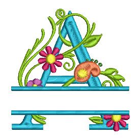 Split Floral Monogram Machine Embroidery Designs by JuJu
