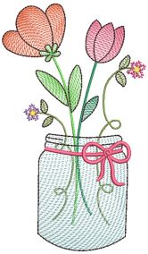 Spring Sketch Mason Jars 2 Machine Embroidery Designs by JuJu