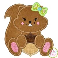 Squirrel Acorn Girl 2 Applique | Machine Embroidery Designs by JuJu