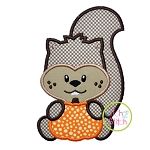 Squirrel with Pumpkin Boy Applique | Machine Embroidery Designs by JuJu
