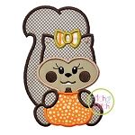 Squirrel with Pumpkin Girl Applique | Machine Embroidery Designs by JuJu