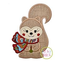 Squirrel with Scarf Girl Applique | Machine Embroidery Designs by JuJu
