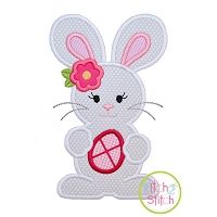 Standing Bunny with Egg Girl Applique | Machine Embroidery Designs by JuJu