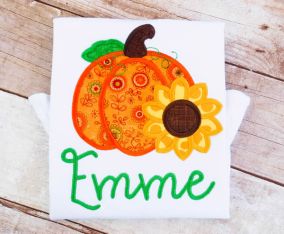 Sunflower Pumpkin Appplique Embroidery Design