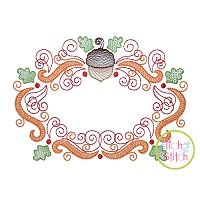Super Swirly Acorn Frame Sketch Embroidery | Machine Embroidery Designs by JuJu
