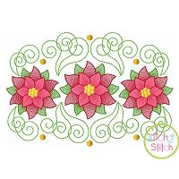 Super Swirly Poinsettia Trio Sketch Embroidery | Machine Embroidery Designs by JuJu