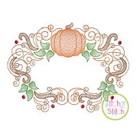 Super Swirly Pumpkin Frame Sketch Embroidery | Machine Embroidery Designs by JuJu