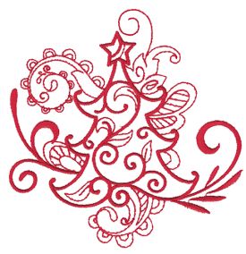 Swirly Christmas Redwork Machine Embroidery Designs by JuJu