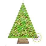 Swirly Christmas Tree Applique | Machine Embroidery Designs by JuJu