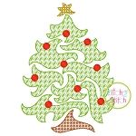 Swirly Christmas Tree Motif Embroidery | Machine Embroidery Designs by JuJu