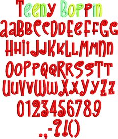 Teeny Boppin Embroidery Font | Machine Embroidery Designs by JuJu