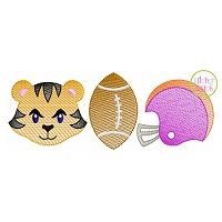 Tiger Football Trio Sketch Embroidery | Machine Embroidery Designs by JuJu