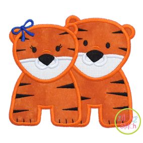 Tiger Pair Applique Digital Machine Embroidery Designs by JuJu