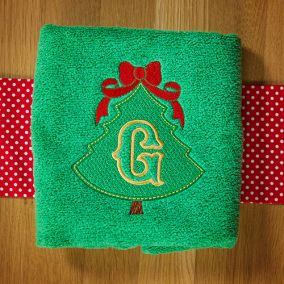 Embossed Christmas Tree Monogram Alphabet Machine Embroidery Designs by JuJu