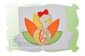 Turkey Girl Monogram Applique | Machine Embroidery Designs by JuJu