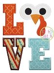 Turkey Face LOVE Applique | Machine Embroidery Designs by JuJu
