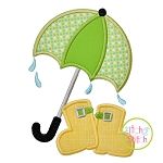 Umbrella with Boots Applique | Machine Embroidery Designs by JuJu