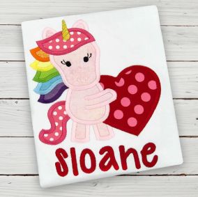 Unicorn Valentine Applique | Machine Embroidery Designs by JuJu